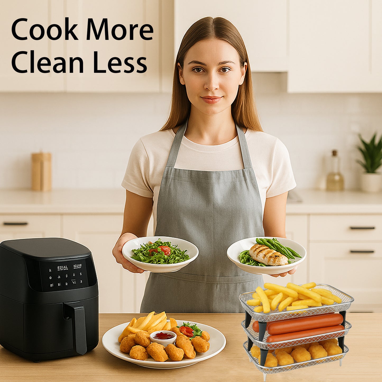 Ninja Air Fryer Rack Set by Magla. Air Fryer Accessories for Ninja Air Fryer Dual AF300UK, AF400UK and Salter, Instant, Tower etc.