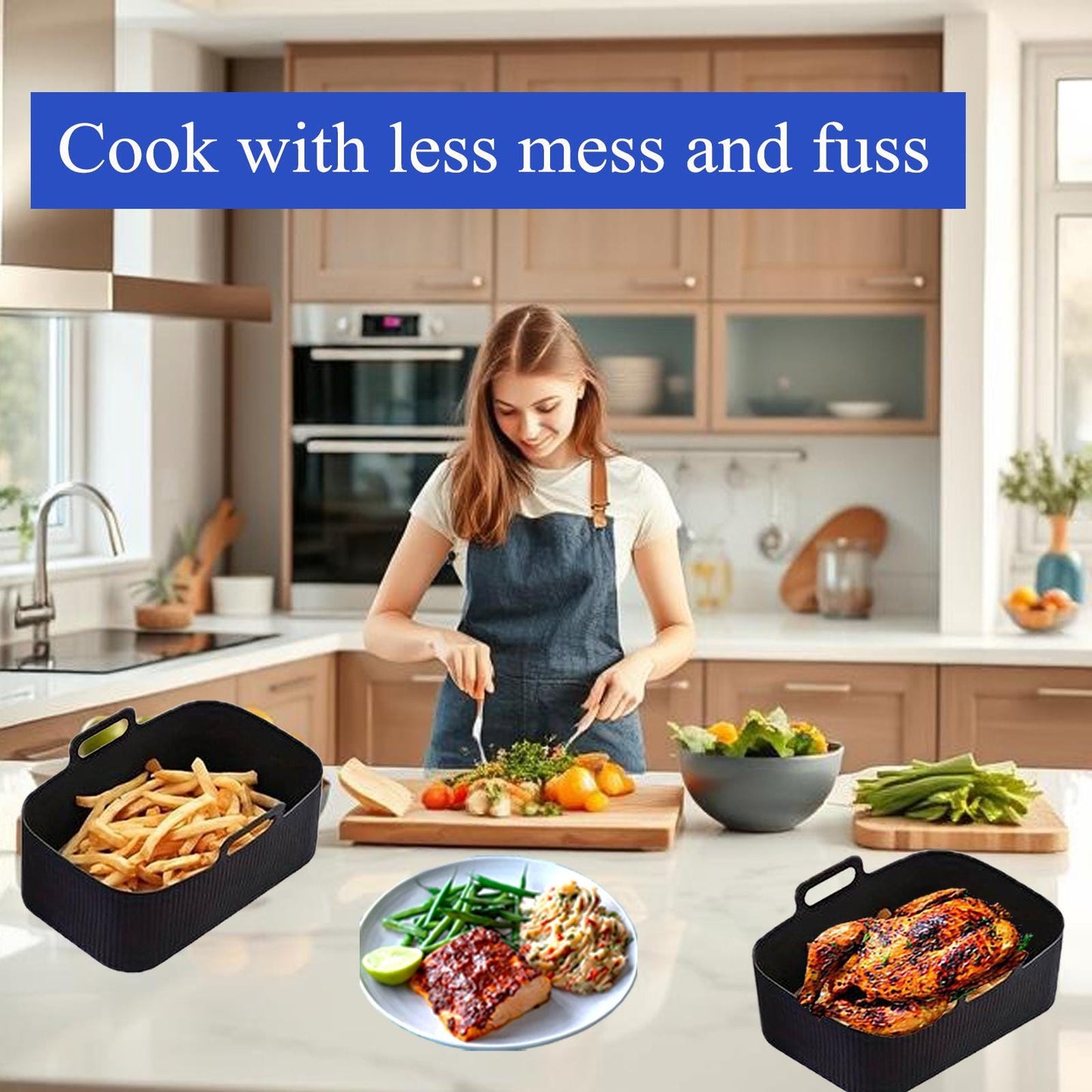 Silicone Air Fryer Liners 5Pcs Set for Ninja AF300UK/400UK and 7.6L-9.5L Air Fryers