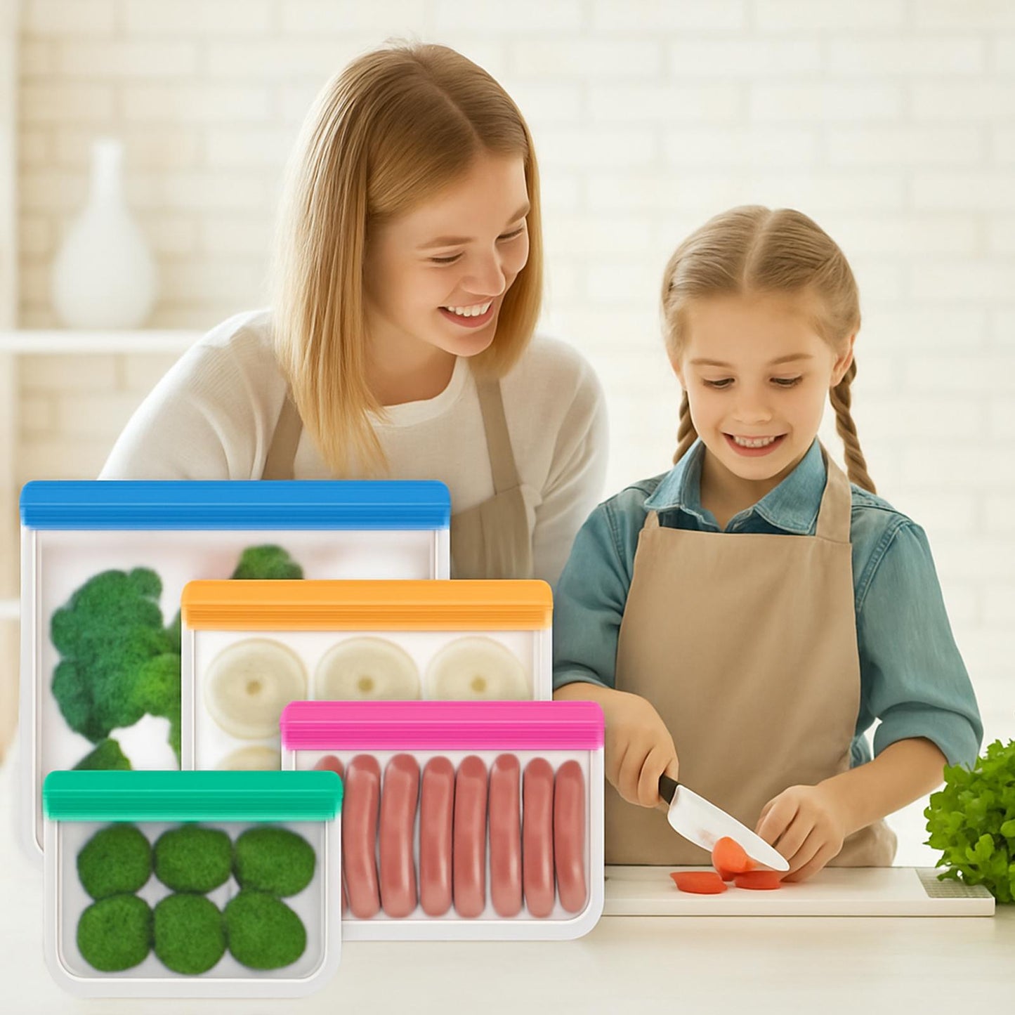 Silicone freezer bags UK: Reusable Zip Lock Set 2-24 Pcs
