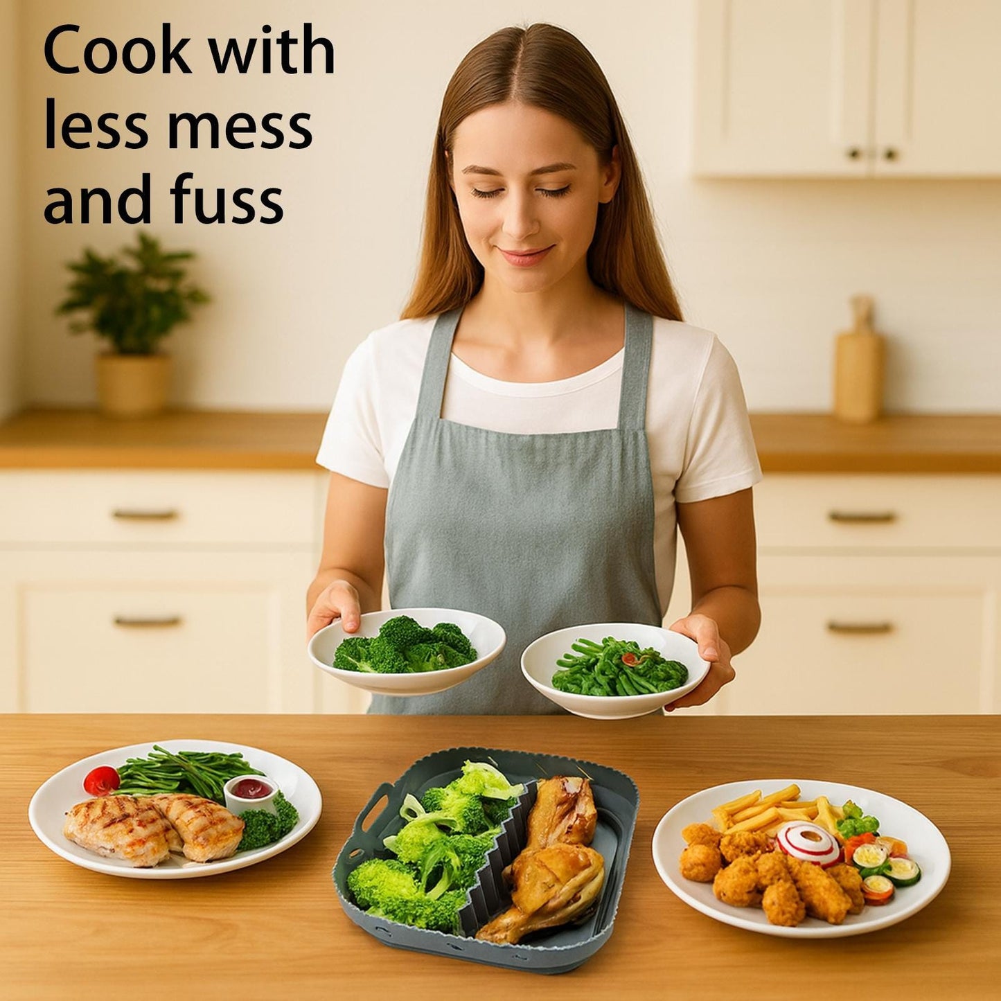 Magla Air Fryer Silicone Liner with Divider for Ninja Speedi 10 in 1 5.7L etc.