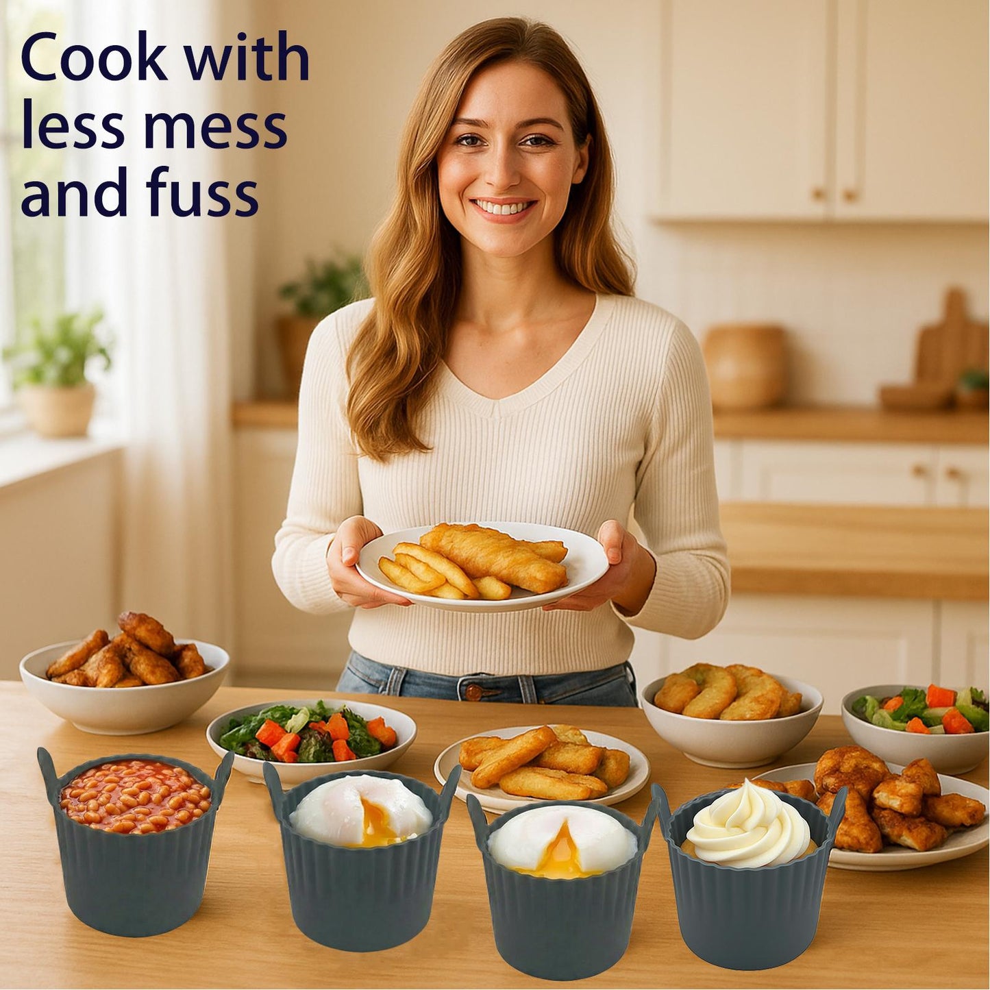 Silicone air fryer ramekins: Egg Poacher & Muffin Moulds