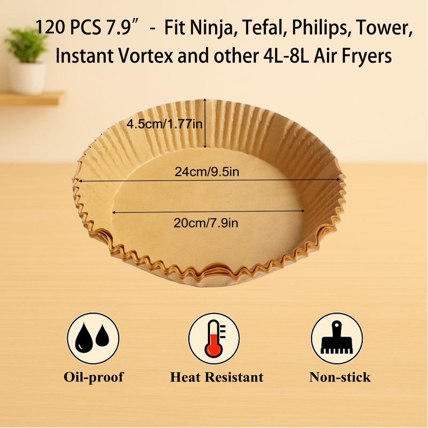 Round Air Fryer Liners: Non-Stick Baking Paper (100/120 PCS)