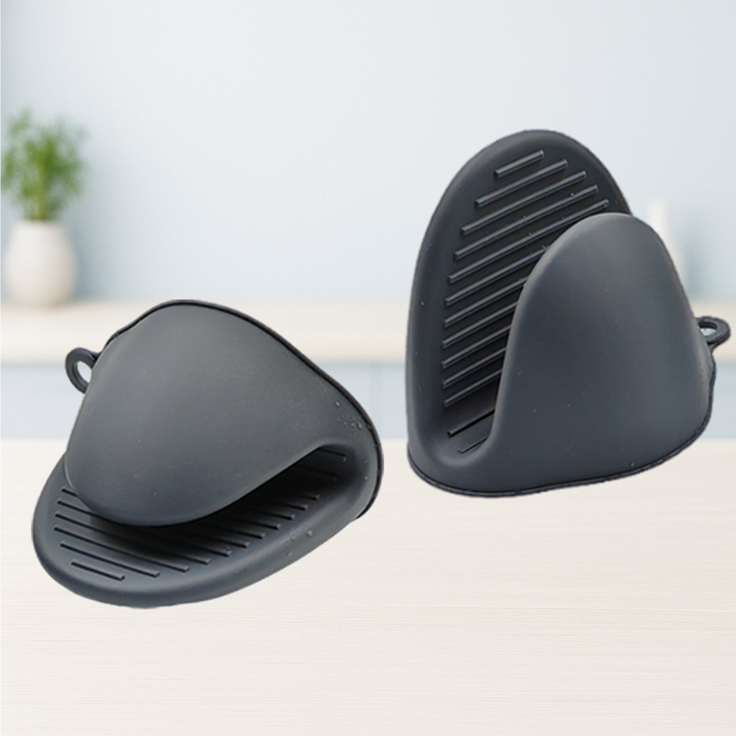 Heat resistant oven gloves: Grey Silicone Mitts 1-2 Pcs