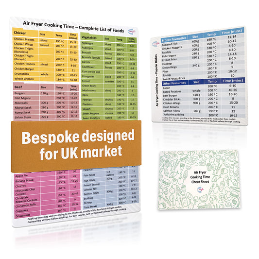 UK air fryer cooking times: Magnetic Cheat Sheet by Magla