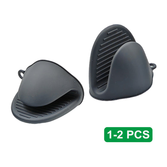 Heat resistant oven gloves: Grey Silicone Mitts 1-2 Pcs