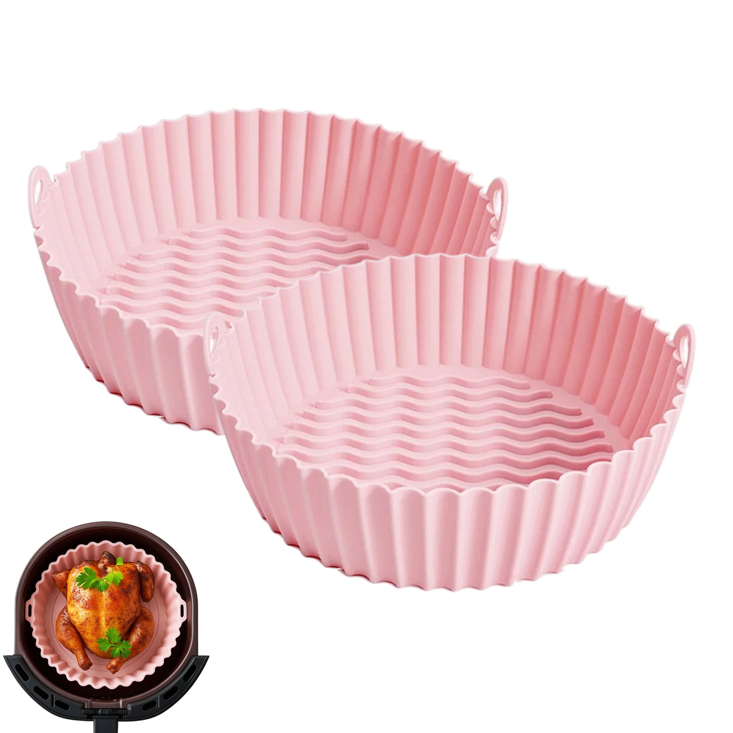 Silicone Air Fryer Liners by Magla – 2 Pack Reusable Non-Stick Airfryer Basket for Ninja, Cosori Air Fryers etc. Heat-Resistant Pot Microwave Oven Liners