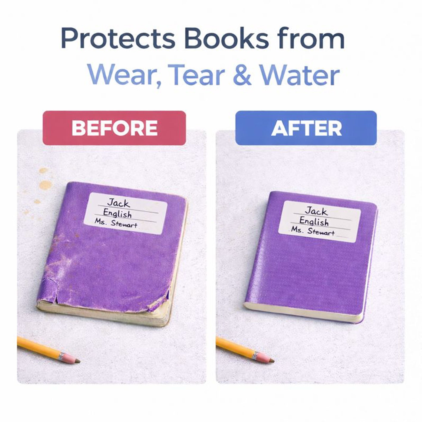 A4 Self-Adhesive Book Cover Protective Sheets – 47×34cm. No Cutting Required