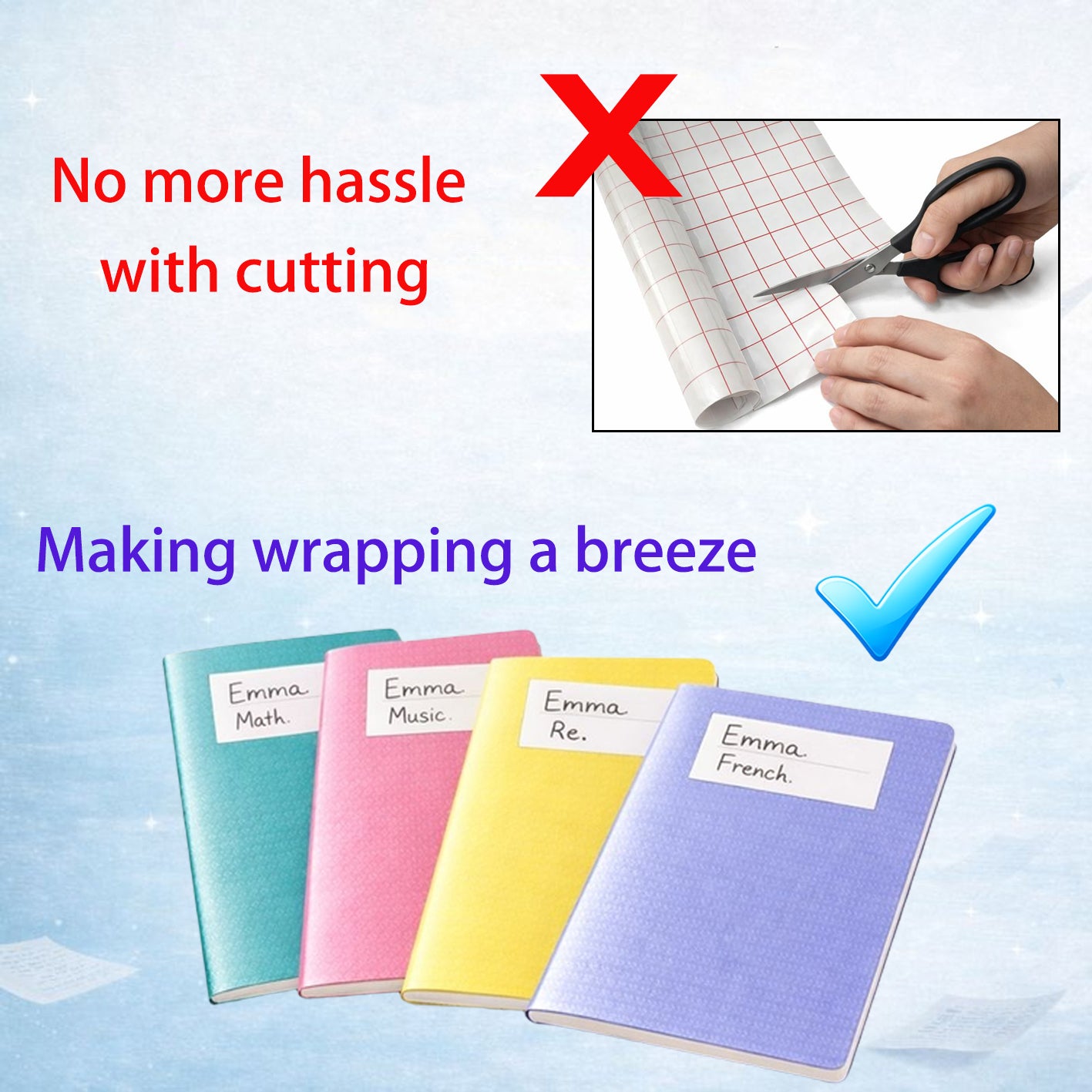 A4 Self-Adhesive Book Cover Protective Sheets – 47×34cm. No Cutting Required