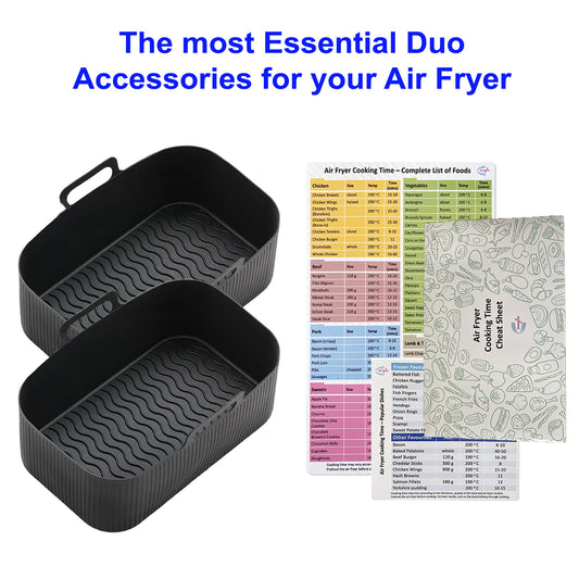Silicone air fryer liners UK: 2Pcs Set & Magnetic Cooking Guide