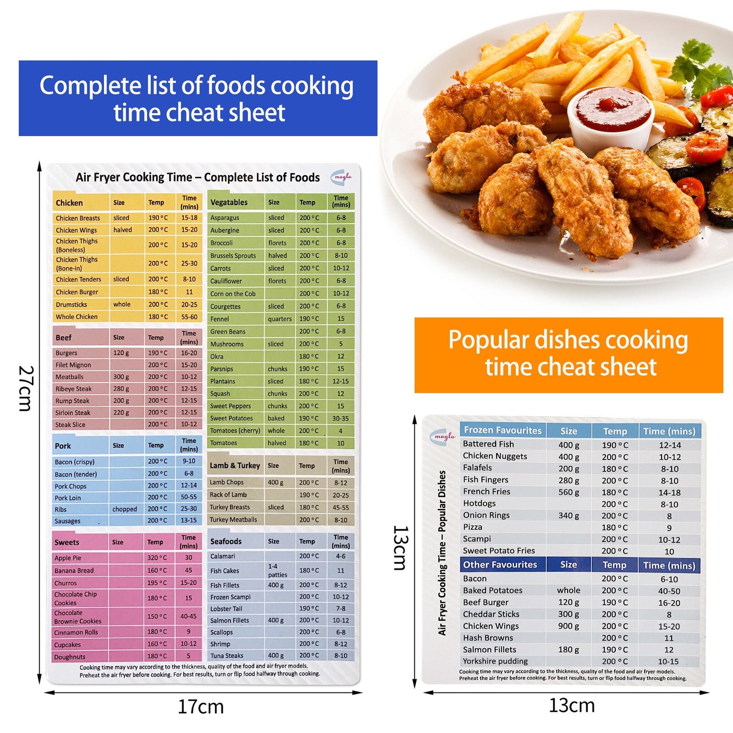 UK air fryer cooking times: Magnetic Cheat Sheet by Magla