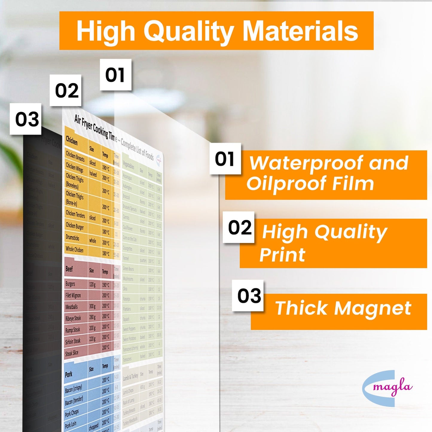 UK air fryer cooking times: Magnetic Cheat Sheet by Magla