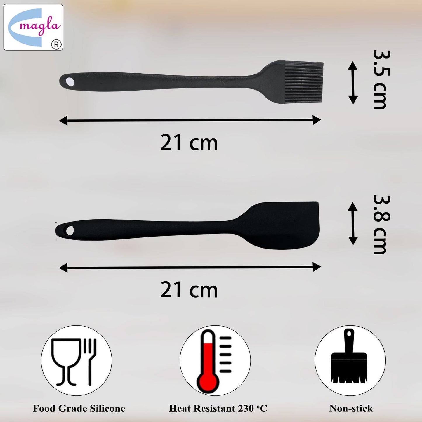 Silicone Cooking Spatula for Baking & Basting Food Brush