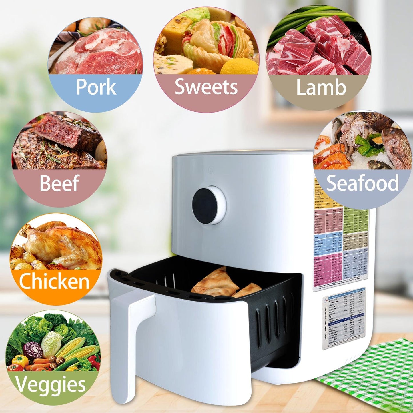 Silicone air fryer liners UK: 2Pcs Set & Magnetic Cooking Guide