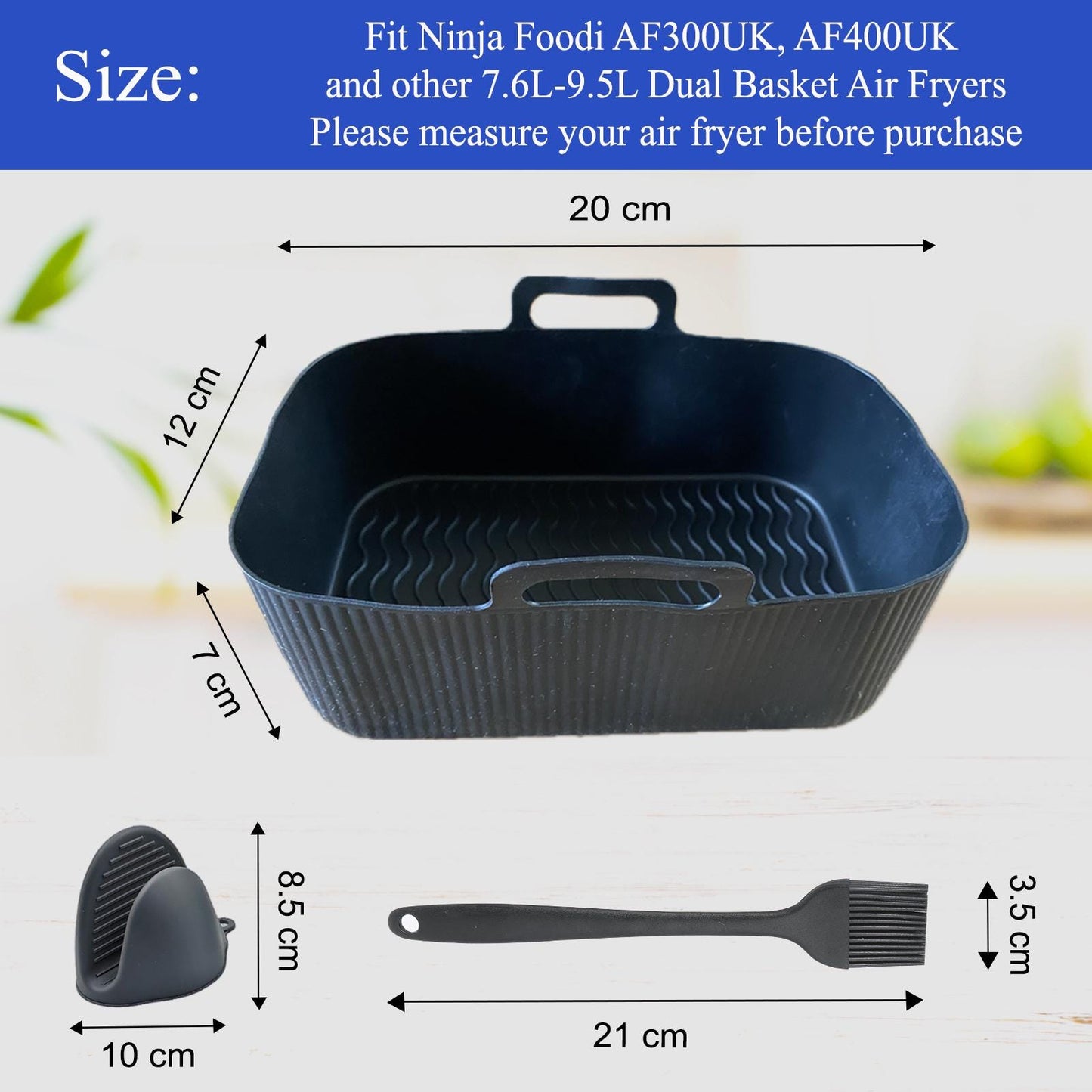 Silicone Air Fryer Liners 5Pcs Set for Ninja AF300UK/400UK and 7.6L-9.5L Air Fryers