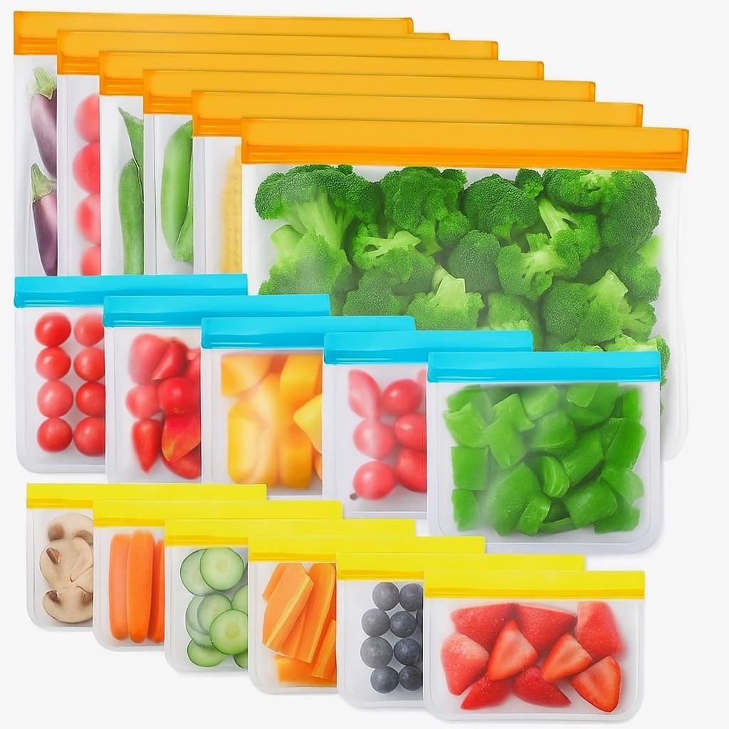 Silicone freezer bags UK: Reusable Zip Lock Set 2-24 Pcs