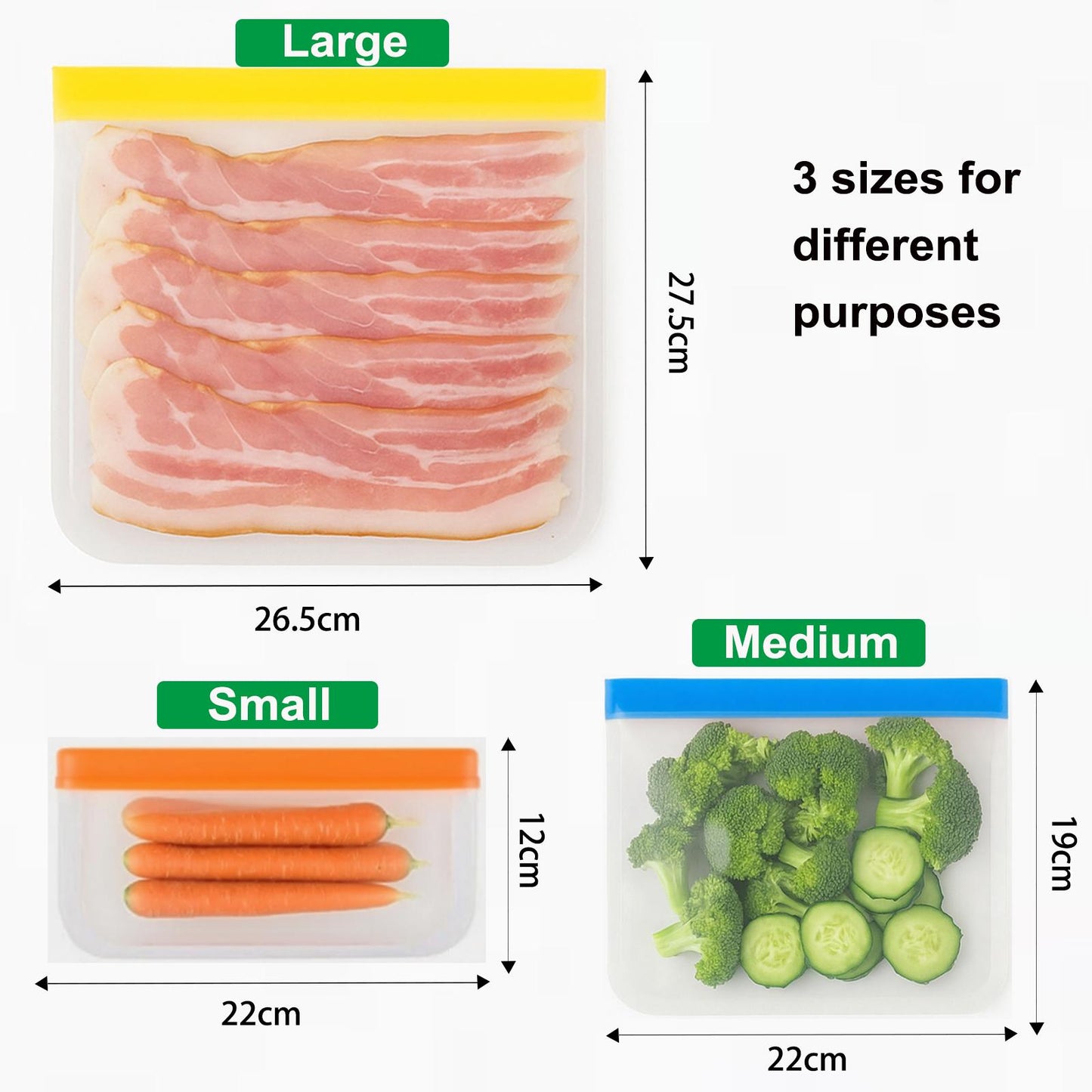 Silicone freezer bags UK: Reusable Zip Lock Set 2-24 Pcs