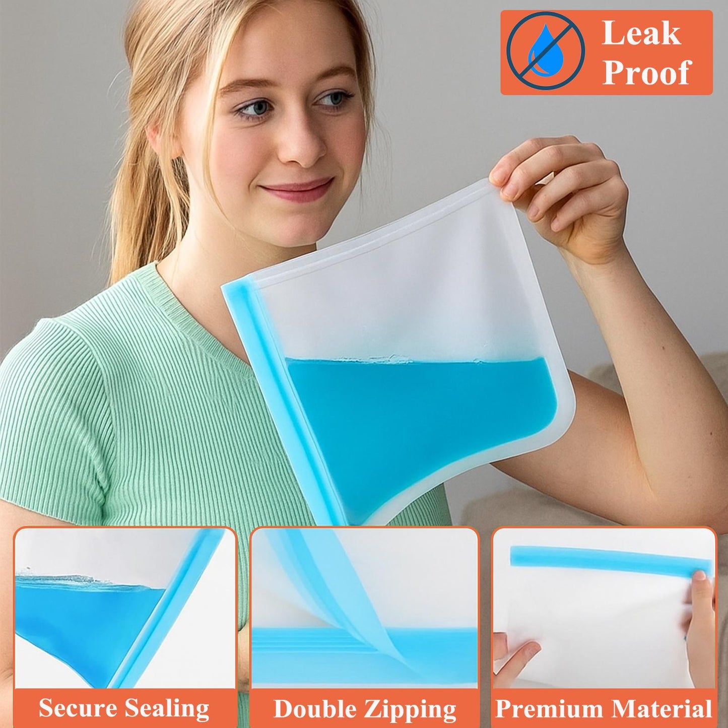 Silicone freezer bags UK: Reusable Zip Lock Set 2-24 Pcs