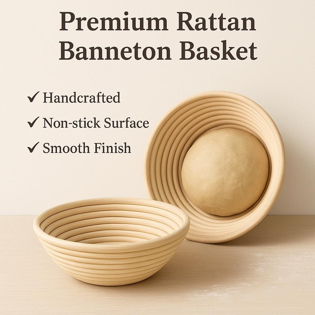 Sourdough Starter Kit All-in-one for Beginners - Jar with Temp Band, 9" Banneton Proofing Basket, Danish Whisk & Scraper