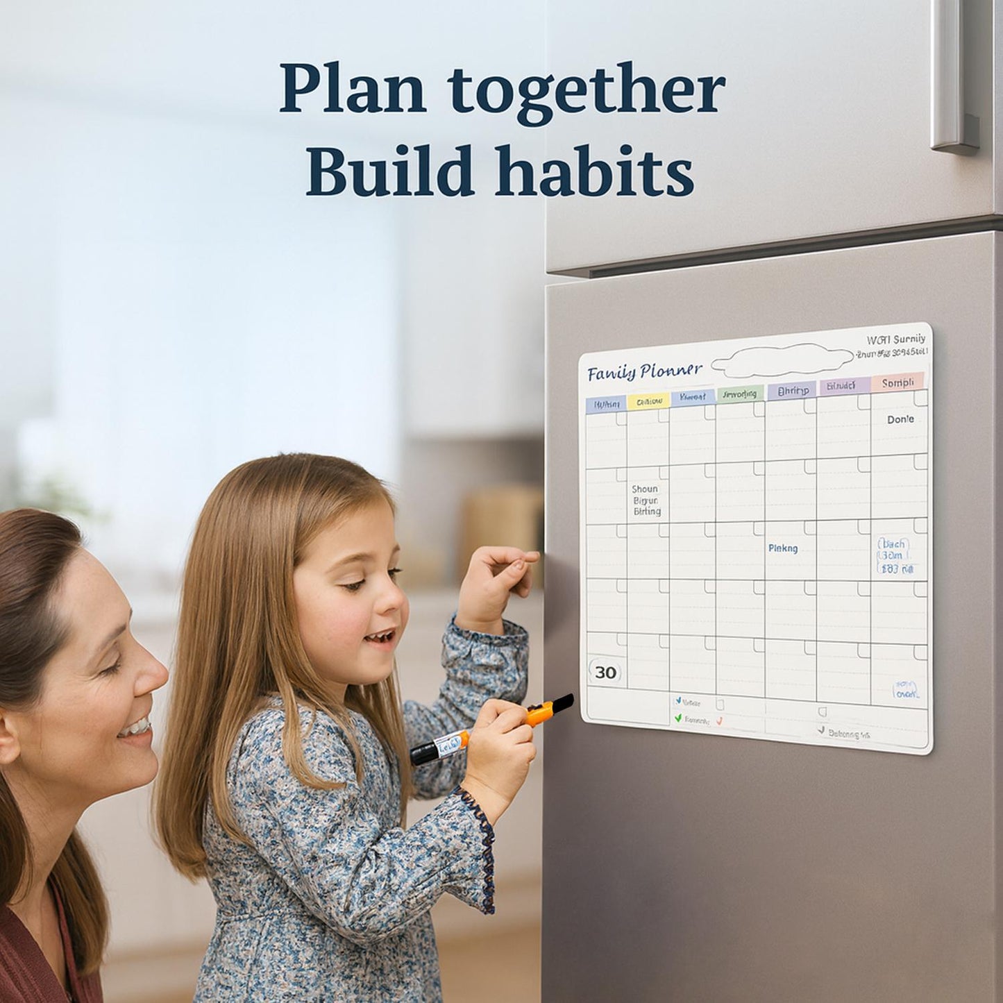 Magnetic Fridge Calendar: Large Monthly Whiteboard Set (50.5x42cm)
