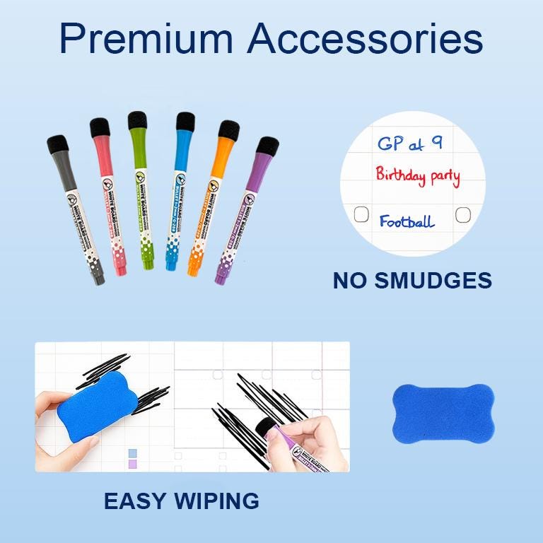 Magnetic Fridge Calendar: Large Monthly Whiteboard Set (50.5x42cm)