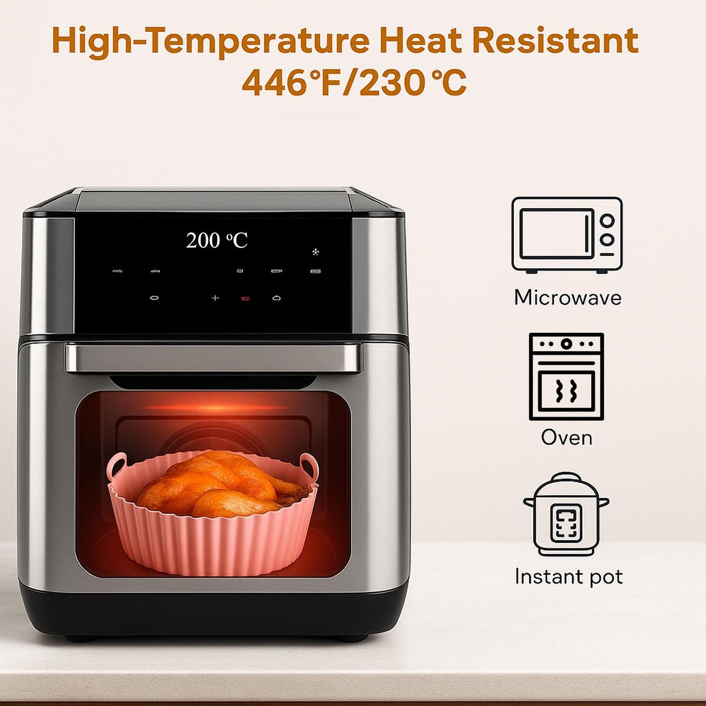 Silicone Air Fryer Liners by Magla – 2 Pack Reusable Non-Stick Airfryer Basket for Ninja, Cosori Air Fryers etc. Heat-Resistant Pot Microwave Oven Liners
