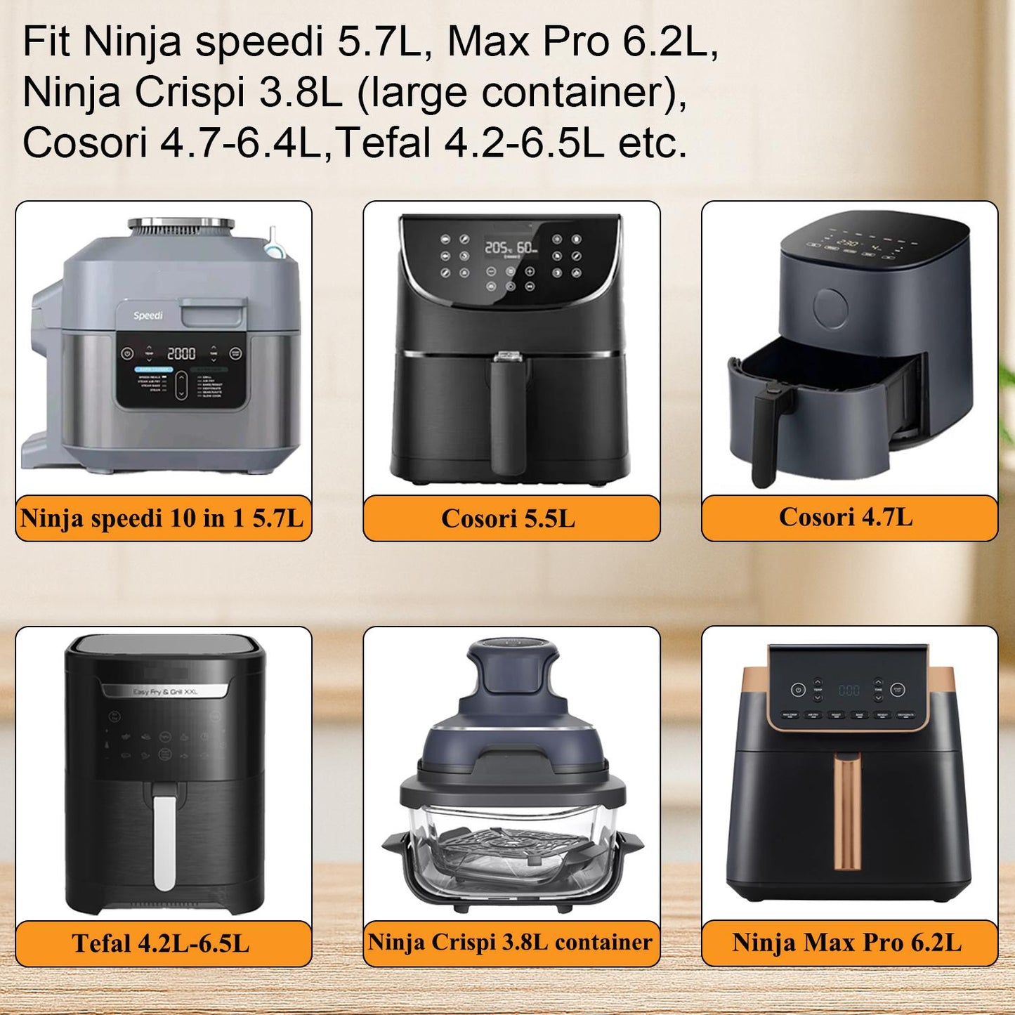 Magla Air Fryer Silicone Liner with Divider for Ninja Speedi 10 in 1 5.7L etc.
