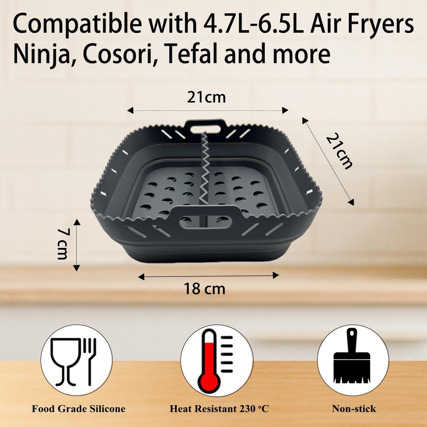 Magla Air Fryer Silicone Liner with Divider for Ninja Speedi 10 in 1 5.7L etc.