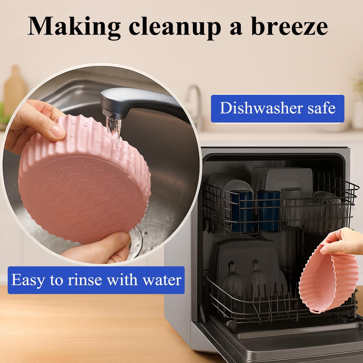 Silicone Air Fryer Liners by Magla – 2 Pack Reusable Non-Stick Airfryer Basket for Ninja, Cosori Air Fryers etc. Heat-Resistant Pot Microwave Oven Liners