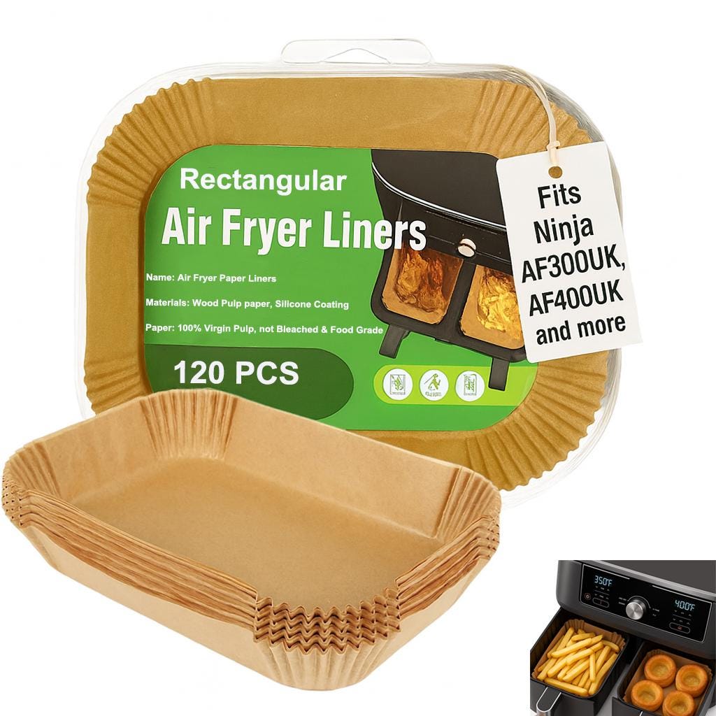 Air fryer liners 120 pcs: Rectangular Parchment for Ninja AF300/AF400/AF500 & FlexDrawer