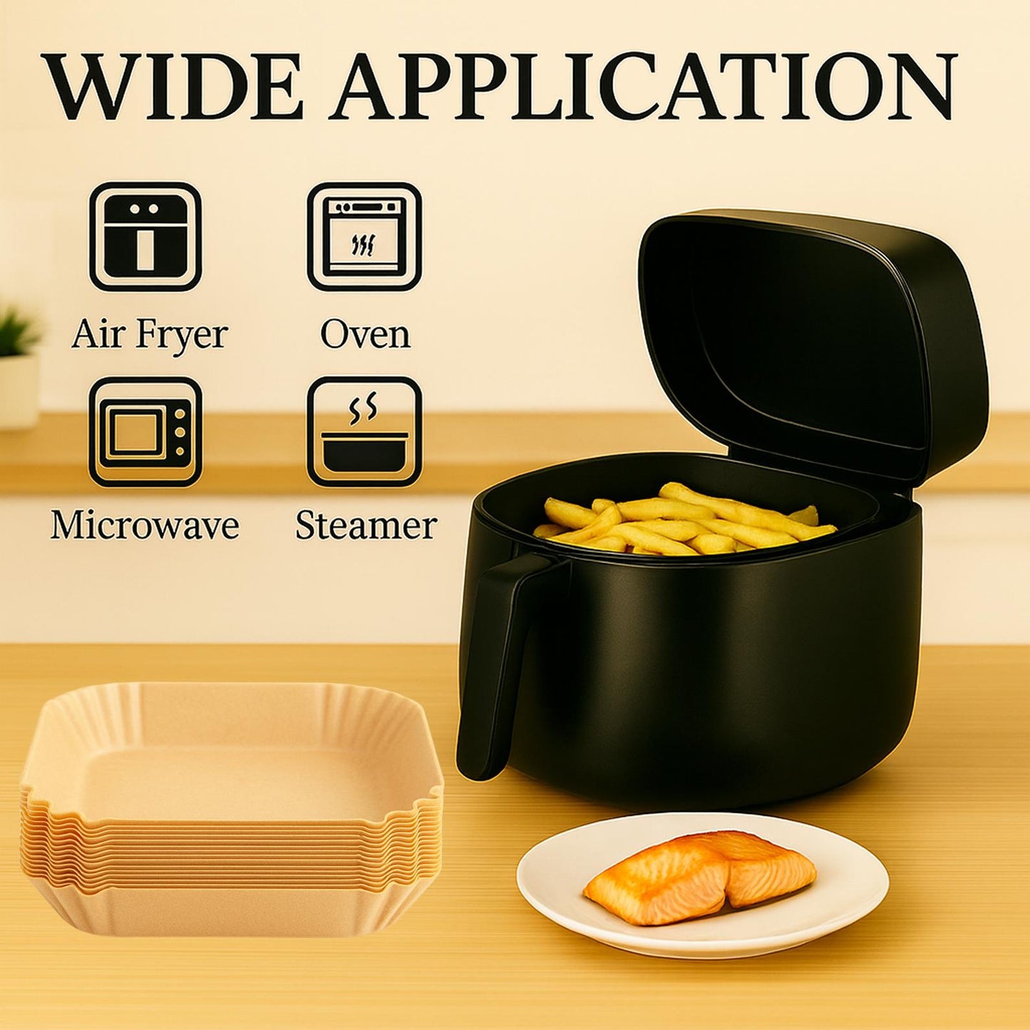 Air fryer liners 120 pcs: Rectangular Parchment for Ninja AF300/AF400/AF500 & FlexDrawer