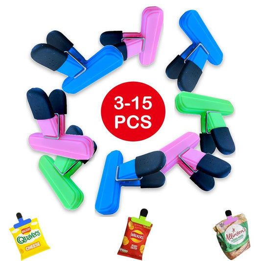 Food bag clips reusable: 3-15 PCS Strong-Grip Bag Sealer