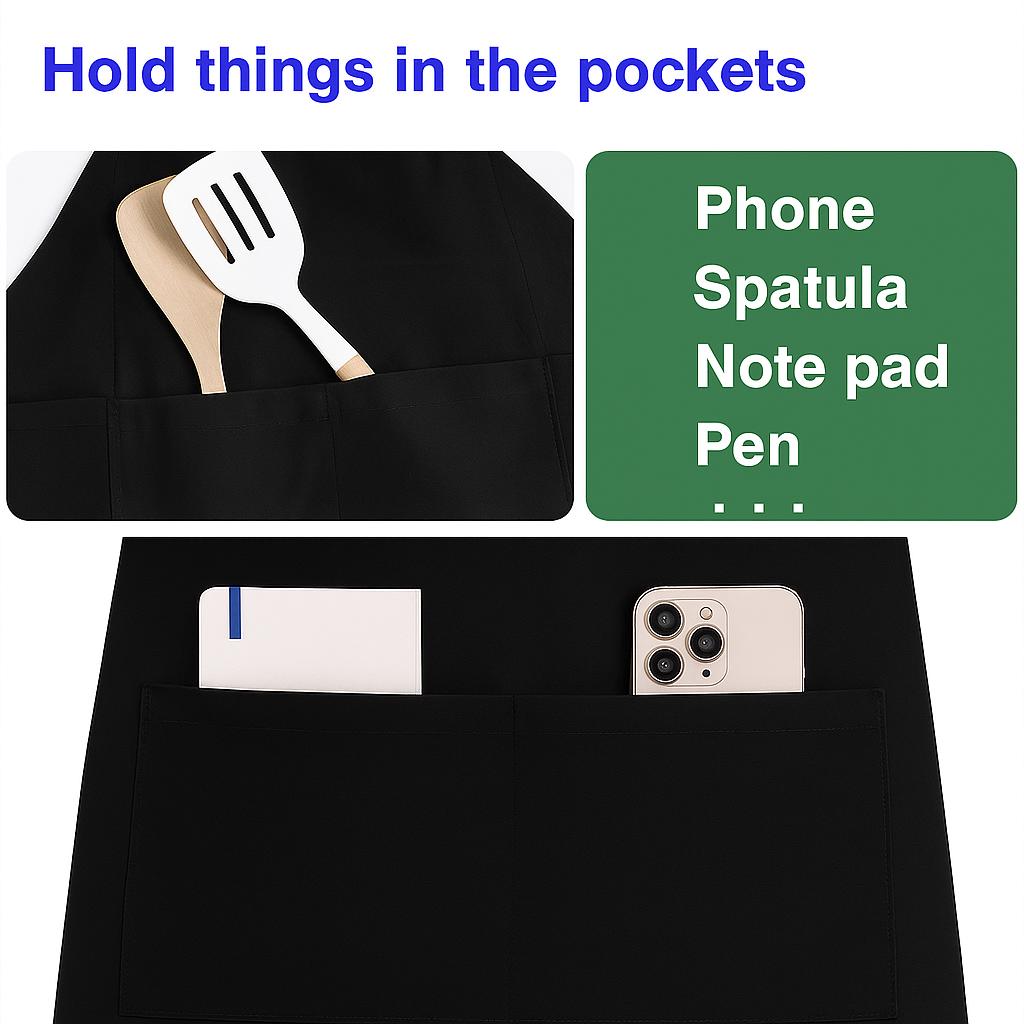Unisex Cooking Apron UK: Bib Chef Apron with 2 Pockets