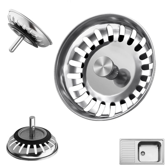 Kitchen Sink Strainer Plug: Stainless Steel Drain Cover (78mm) (1-2 Pack)