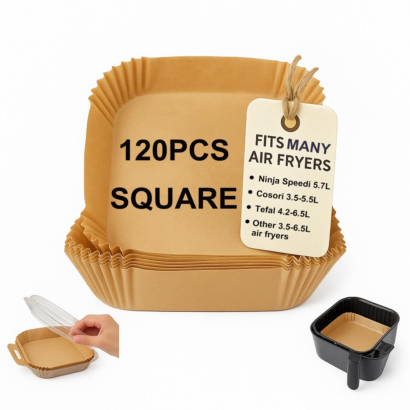 Non stick air fryer liners UK: Square Baking Parchment 120Pcs