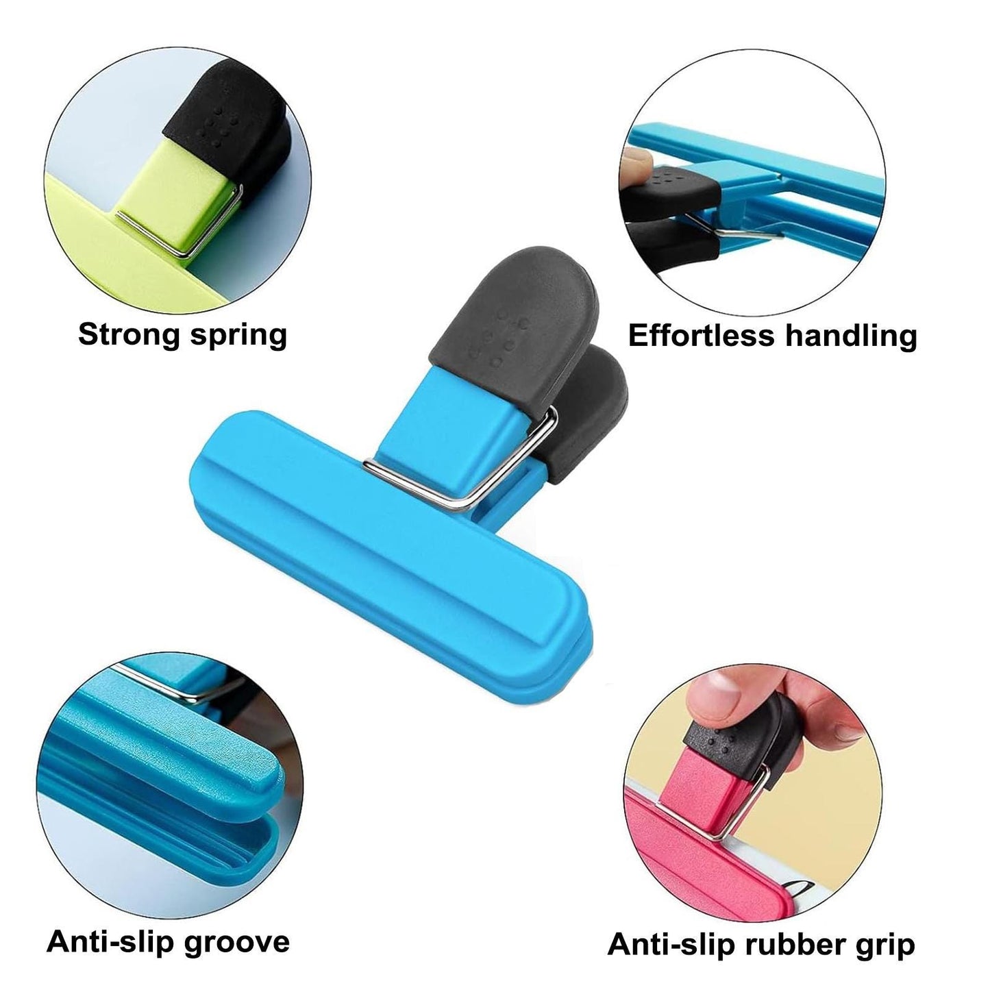 Food bag clips reusable: 3-15 PCS Strong-Grip Bag Sealer