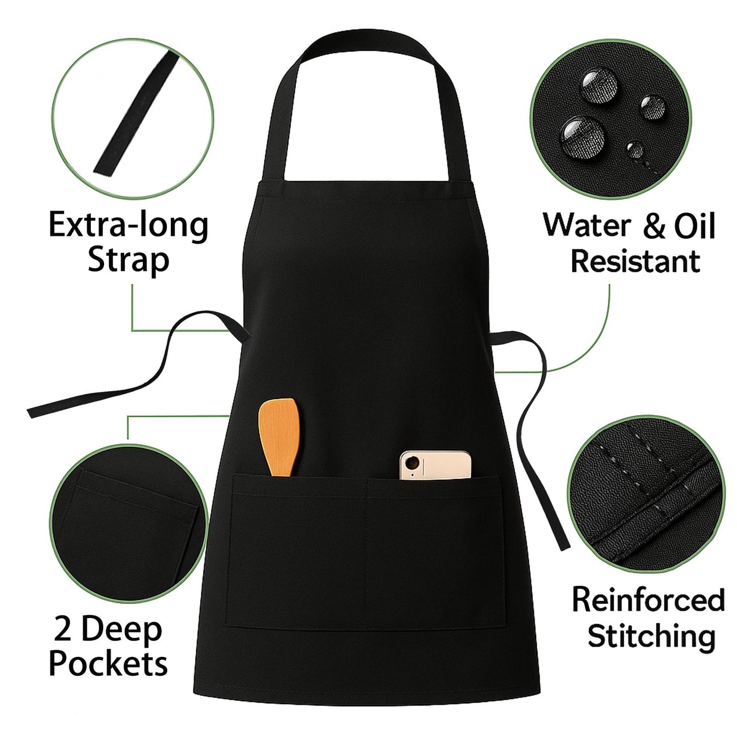 Unisex Cooking Apron UK: Bib Chef Apron with 2 Pockets
