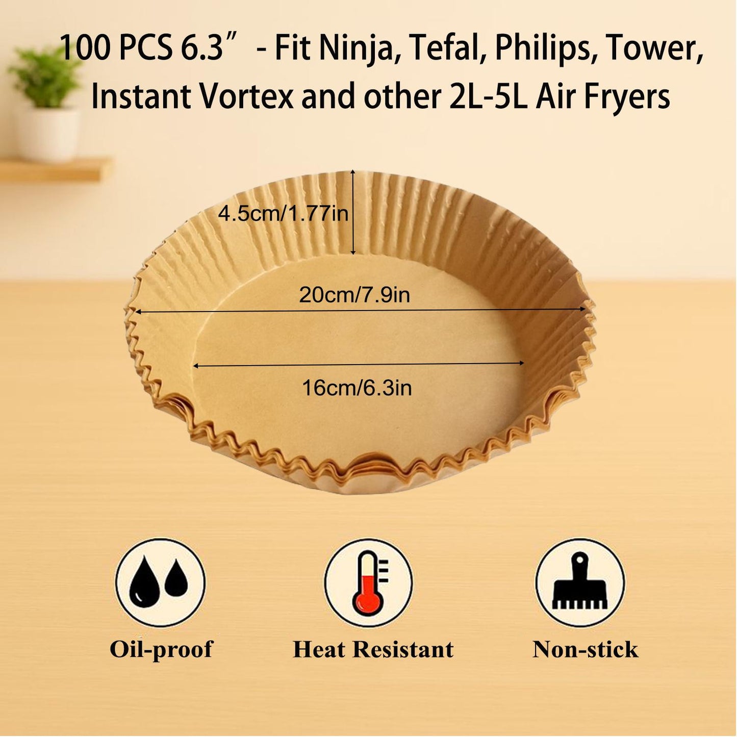 Round Air Fryer Liners: Non-Stick Baking Paper (100/120 PCS)