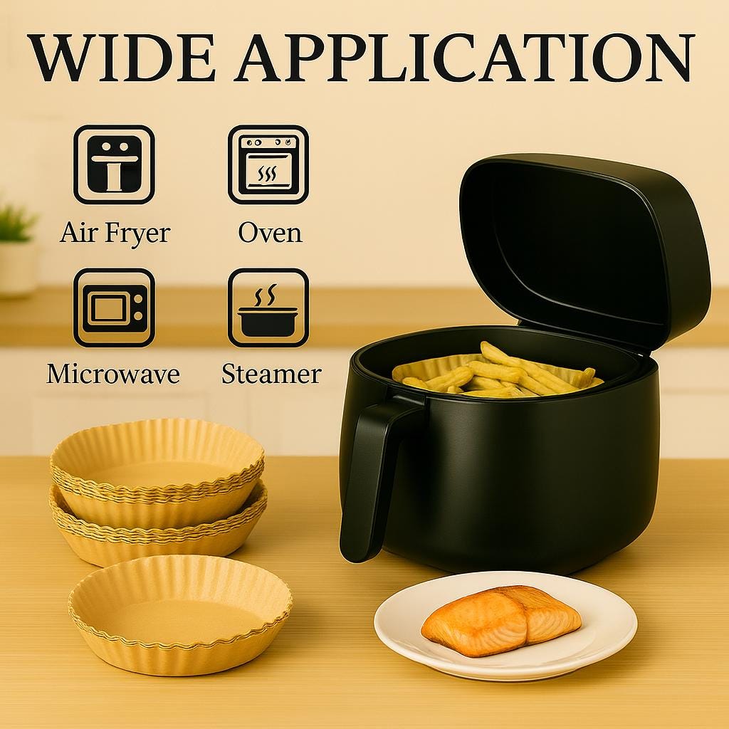 Round Air Fryer Liners: Non-Stick Baking Paper (100/120 PCS)