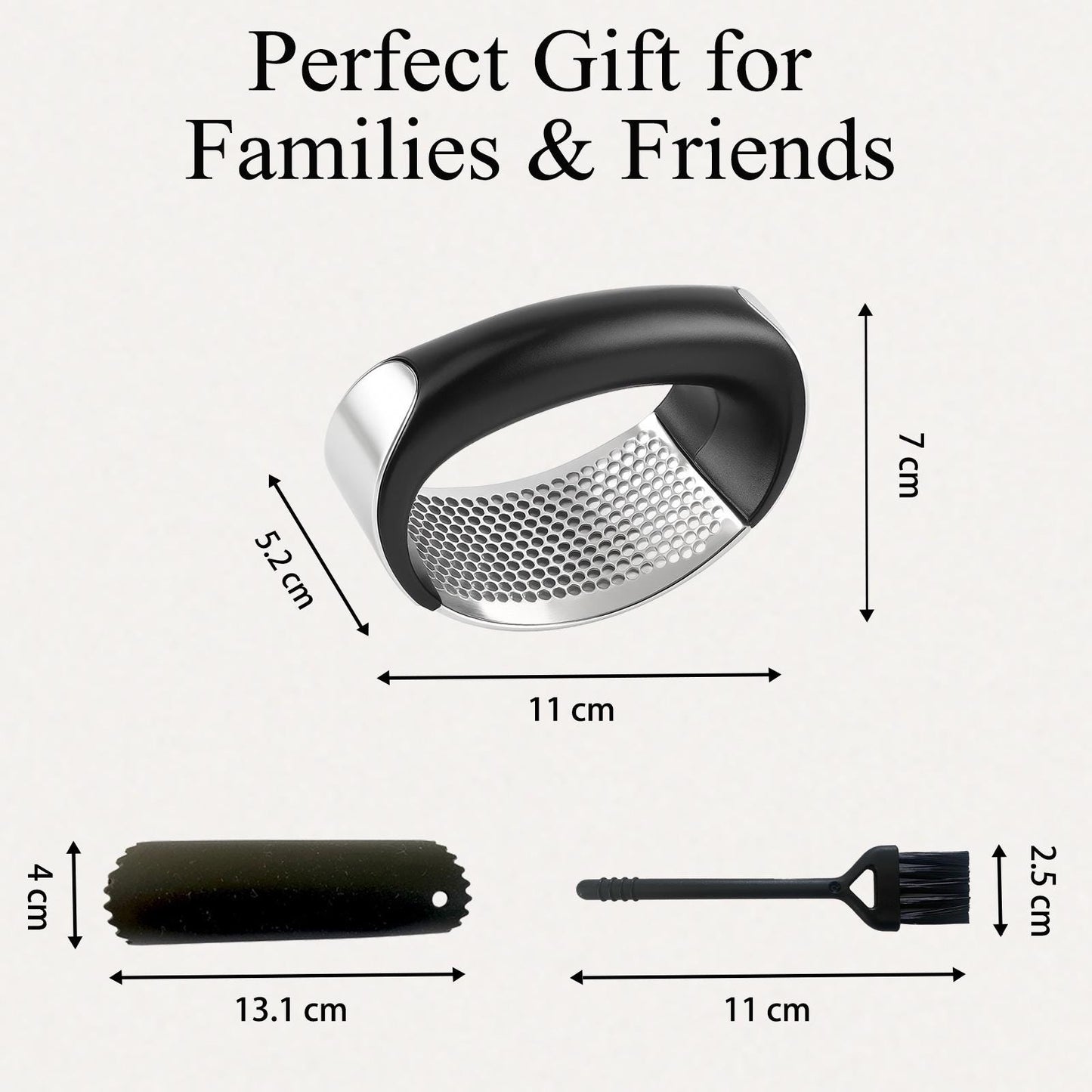 Garlic Crusher Press Set with Peeler & Brush by Magla