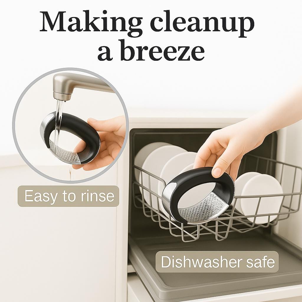 Garlic Crusher Press Set with Peeler & Brush by Magla