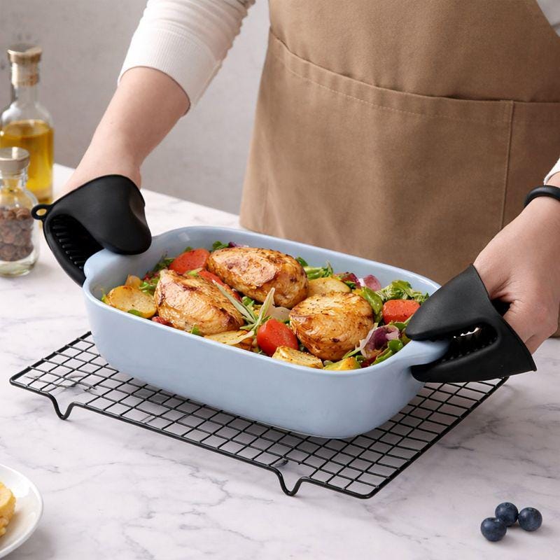 Heat resistant oven gloves: Grey Silicone Mitts 1-2 Pcs