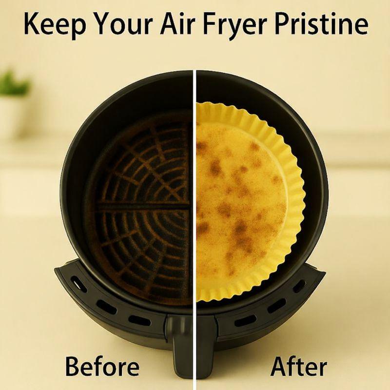 Round Air Fryer Liners: Non-Stick Baking Paper (100/120 PCS)