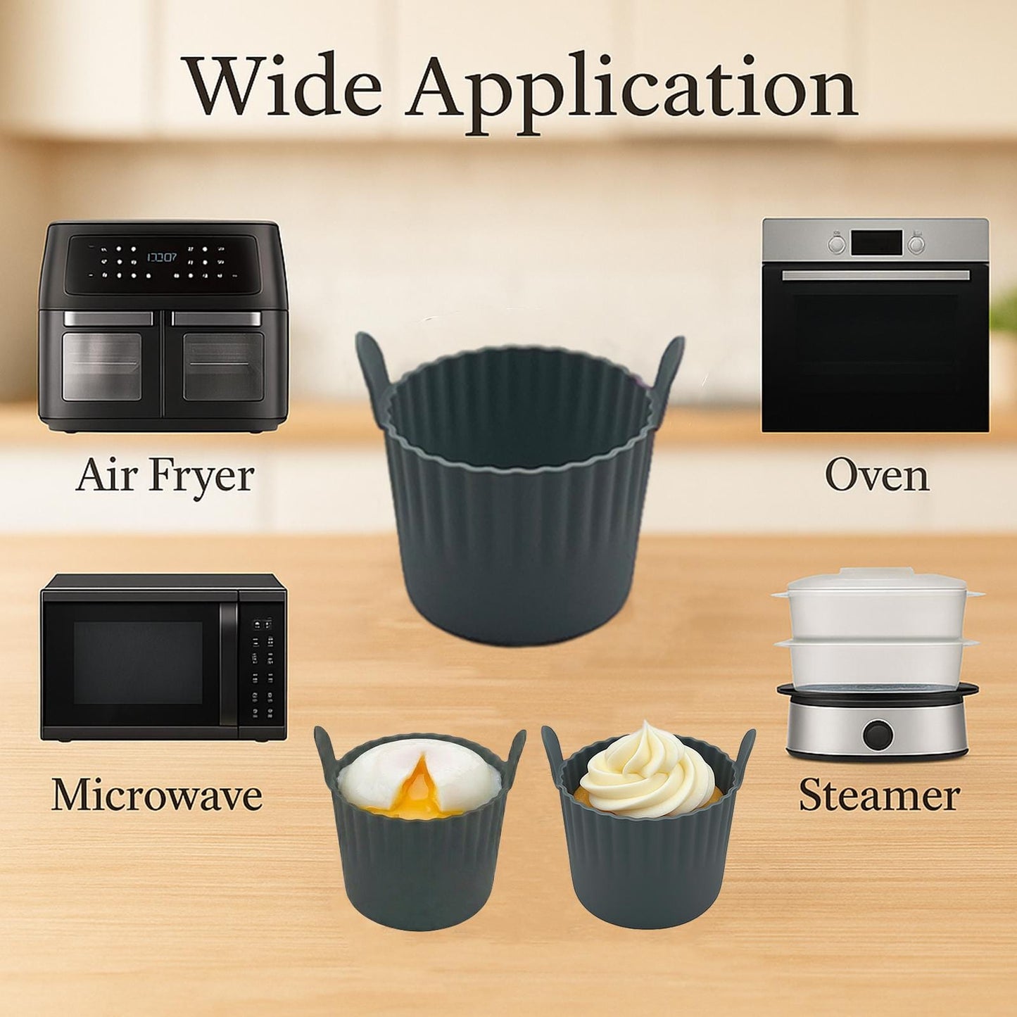 Silicone air fryer ramekins: Egg Poacher & Muffin Moulds
