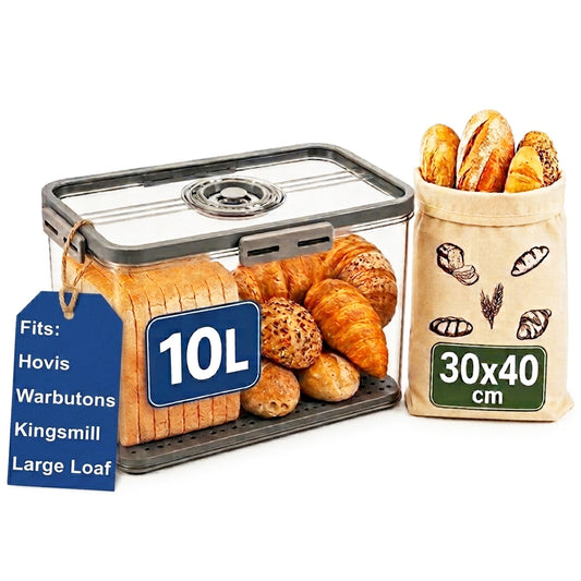 MAGLA Large Bread Bin with Reusable Bread Bag Airtight Bread Storage Container for Kitchen Counter. Plastic Bread Bin Storage Box for Sourdough, White Bread etc. Kitchen Storage Box with Lid