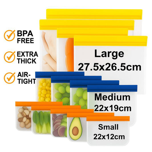 Silicone freezer bags UK: Reusable Zip Lock Set 2-24 Pcs